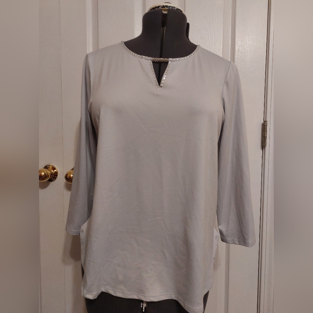 Gray Top with Rhinestones